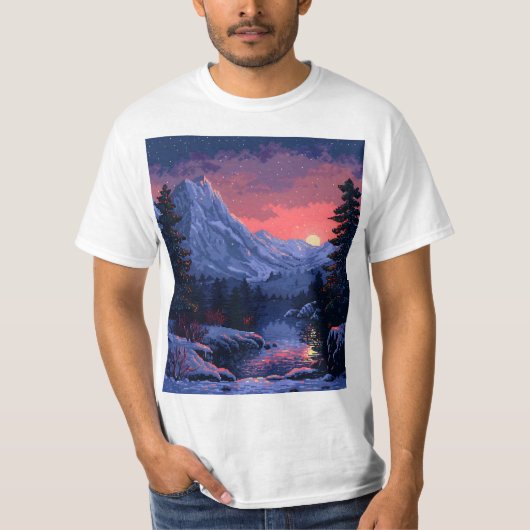 8-bit winternacht t-shirt (Voorkant)