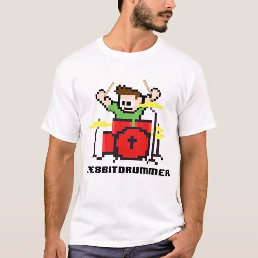 8 Bits Bateria Bit Drummer Geek T-shirt (Voorkant)