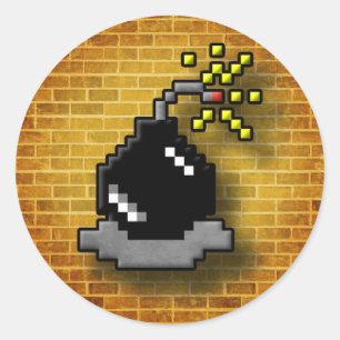 8-bits Bomb. Ronde Sticker