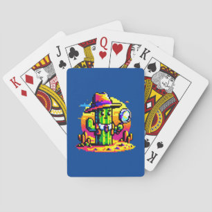 8-bits Cactus Detective - Retro Pixel Mystery Pokerkaarten