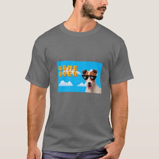 8-bits game over Jack Russell T-shirt (Voorkant)