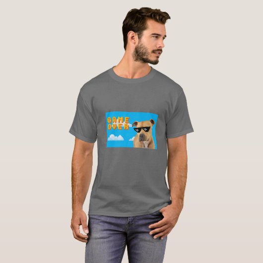 8-bits game over Pitbull T-shirt (Voorkant volledig)