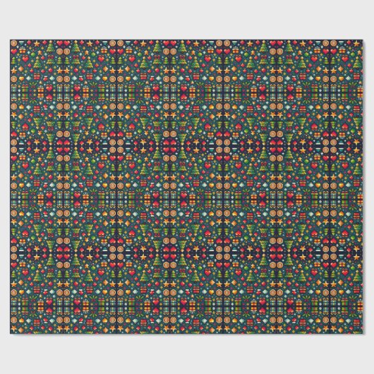 8-bits kerst retro pixel geeky wrapping papier (Vlak)