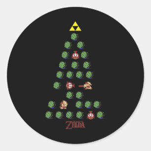8-bits kerstboom ronde sticker