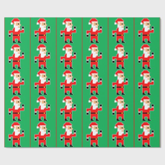 8-bits kerstman cadeaupapier (Vlak)