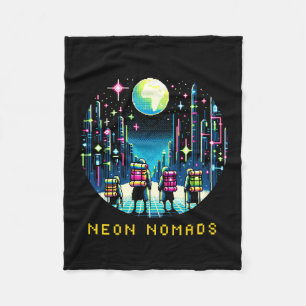 8-bits Neon Nomads - Cyberpunk City Adventure Fleece Deken