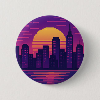 8-bits neonstadspasje ronde button 5,7 cm