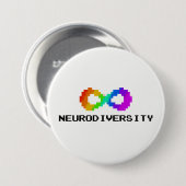 8-bits neurodiversiteit met tekst ronde button 7,6 cm (Voorkant /achterkant)