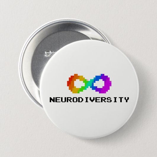 8-bits neurodiversiteit met tekst ronde button 7,6 cm (Voorkant /achterkant)