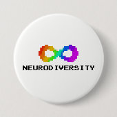 8-bits neurodiversiteit met tekst ronde button 7,6 cm (Voorkant)