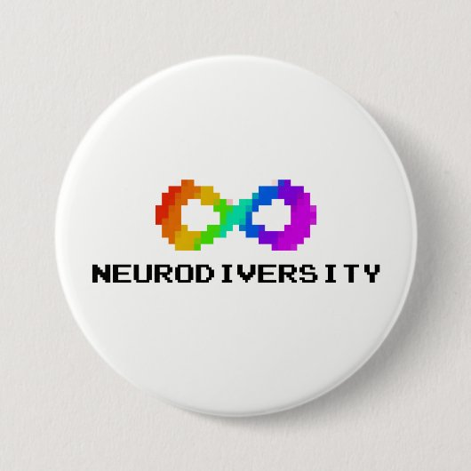 8-bits neurodiversiteit met tekst ronde button 7,6 cm (Voorkant)