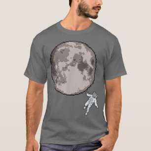 8-bits Piel Art Astronaut naar de maan T-shirt