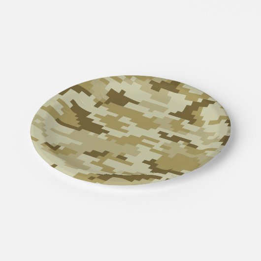 8-bits Pixel Digital Desert Camouflage / Camo Papieren Bordje (Gekanteld)