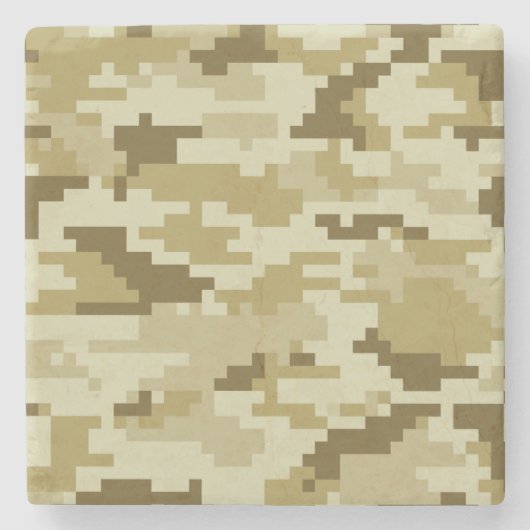 8-bits Pixel Digital Desert Camouflage / Camo Stenen Onderzetter (Voorkant)