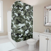 8-bits Pixel Digital Urban Camouflage / Camo Douchegordijn (In situ)