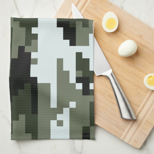 8-bits Pixel Digital Urban Camouflage / Camo Theedoek (Quarter Fold)
