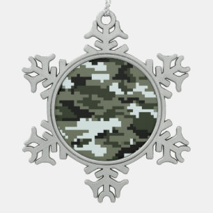 8-bits Pixel Digital Urban Camouflage / Camo Tin Sneeuwvlok Ornament