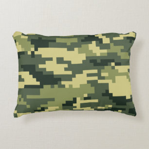 8-bits Pixel Digital Woodland Camouflage / Camo Accent Kussen