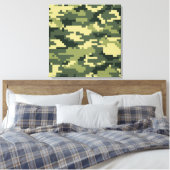 8-bits Pixel Digital Woodland Camouflage / Camo Canvas Afdruk (Insitu (Slaapkamer))