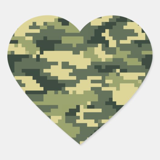 8-bits Pixel Digital Woodland Camouflage / Camo Hart Sticker (Voorkant)