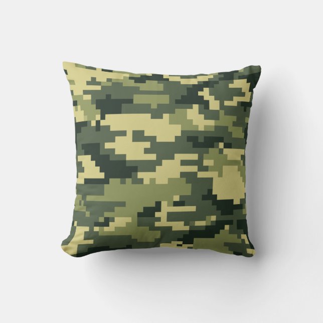 8-bits Pixel Digital Woodland Camouflage / Camo Kussen (Voorkant)