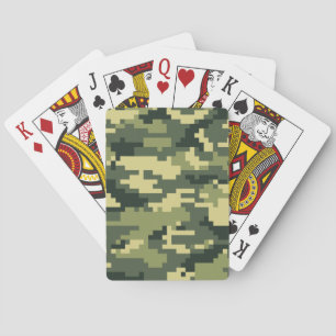 8-bits Pixel Digital Woodland Camouflage / Camo Pokerkaarten