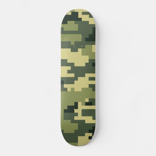 8-bits Pixel Digital Woodland Camouflage / Camo Skateboard (Voorkant)