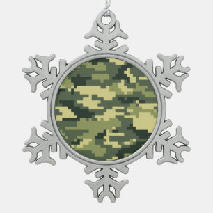 8-bits Pixel Digital Woodland Camouflage / Camo Tin Sneeuwvlok Ornament