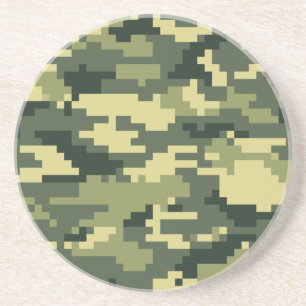 8-bits Pixel Digital Woodland Camouflage / Camo Zandsteen Onderzetter