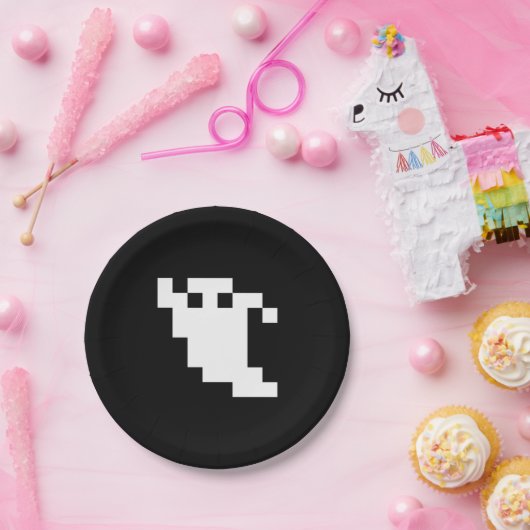 8-bits Pixel Ghost Papieren Bordje (Feest)