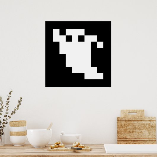 8-bits Pixel Ghost Poster (Keuken)