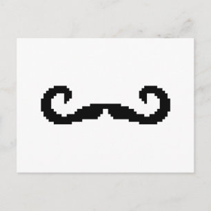8-bits Pixel Handlebar Mustache Briefkaart
