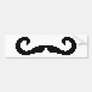 8-bits Pixel Handlebar Mustache Bumpersticker