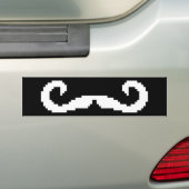 8-bits Pixel Handlebar Mustache Bumpersticker (Op auto)