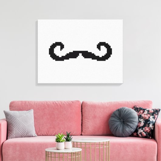 8-bits Pixel Handlebar Mustache Canvas Afdruk (Insitu (Woonkamer))