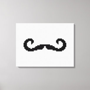 8-bits Pixel Handlebar Mustache Canvas Afdruk