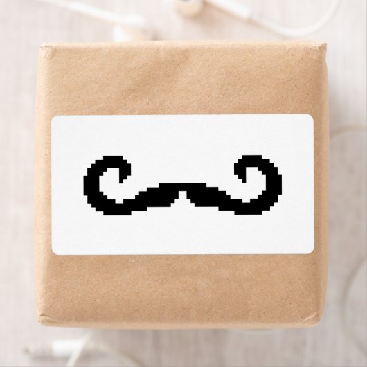 8-bits Pixel Handlebar Mustache Etiket (Insitu)