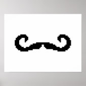 8-bits Pixel Handlebar Mustache Poster (Voorkant)