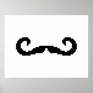 8-bits Pixel Handlebar Mustache Poster