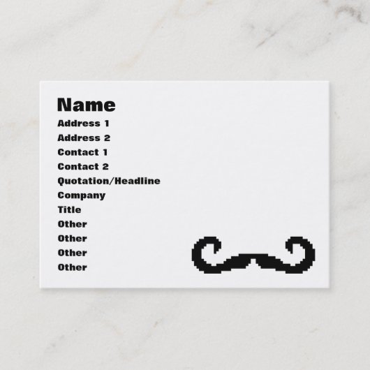8-bits Pixel Handlebar Mustache Visitekaartje (Voorkant)