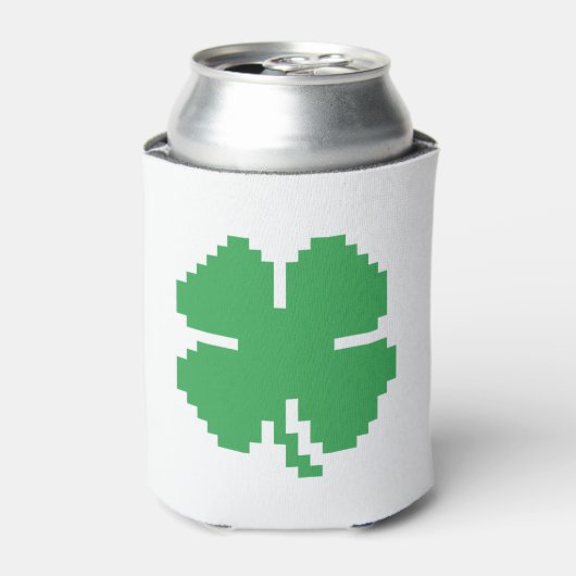 8-bits Pixel Lucky Four Leaf Clover Blikjeskoeler (Blikje Voorkant)