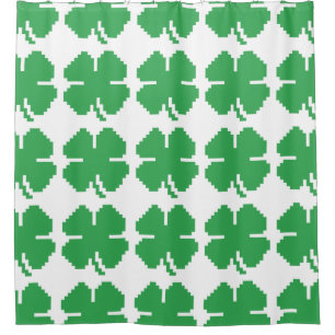 8-bits Pixel Lucky Four Leaf Clover Douchegordijn