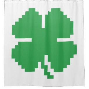 8-bits Pixel Lucky Four Leaf Clover Douchegordijn