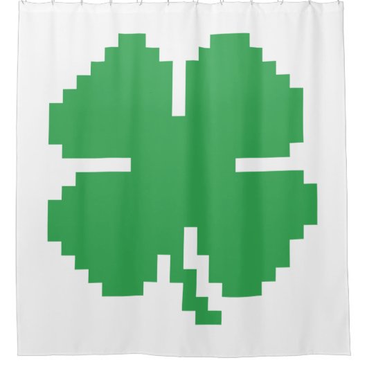 8-bits Pixel Lucky Four Leaf Clover Douchegordijn (Voorkant)
