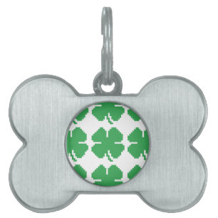 8-bits Pixel Lucky Four Leaf Clover Huisdieren Naamplaatje
