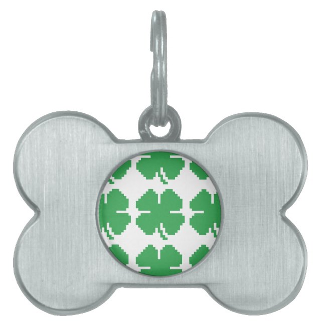 8-bits Pixel Lucky Four Leaf Clover Huisdieren Naamplaatje (voorkant)
