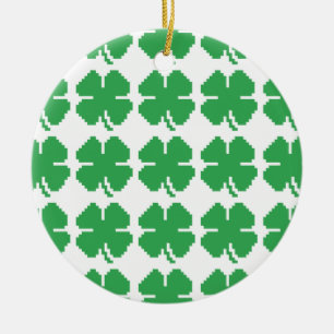 8-bits Pixel Lucky Four Leaf Clover Keramisch Ornament