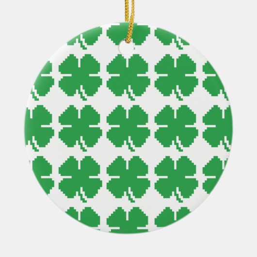 8-bits Pixel Lucky Four Leaf Clover Keramisch Ornament (Voorkant)