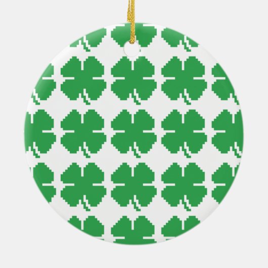 8-bits Pixel Lucky Four Leaf Clover Keramisch Ornament (Achterkant)