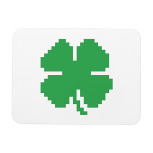 8-bits Pixel Lucky Four Leaf Clover Magneet